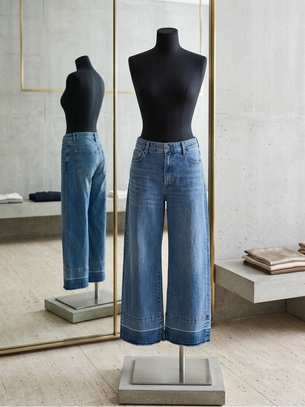 White House Black Market Medium Blue Wide-Leg Cropped Jeans